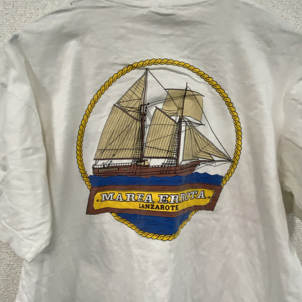 FIREEDX　半袖プリントTシャツ　船　白　ホワイト　古着