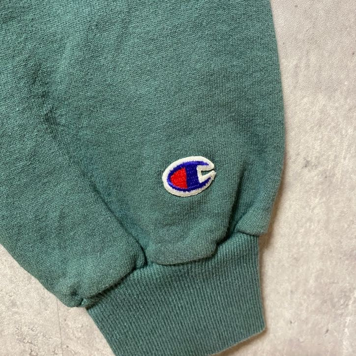 古着 used　90s　90年代　Champion　チャンピオン　長袖ロゴ刺繍スウェット　トレーナー　緑　グリーン　XLサイズ