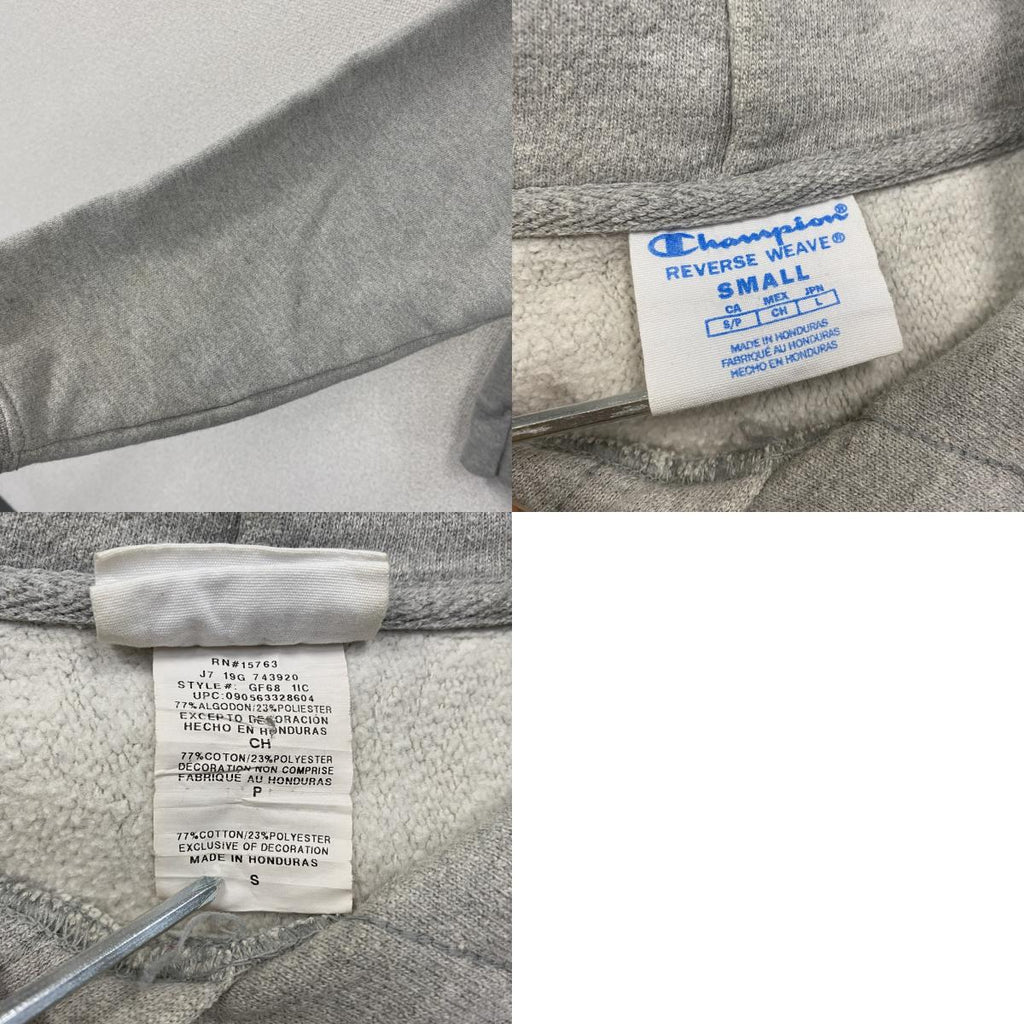 Champion　チャンピオン　リバースウィーブ　スウェットパーカー/フーディー　刺繍ロゴ　ワンポイント　現行　灰色　グレー　Sサイズ　古着