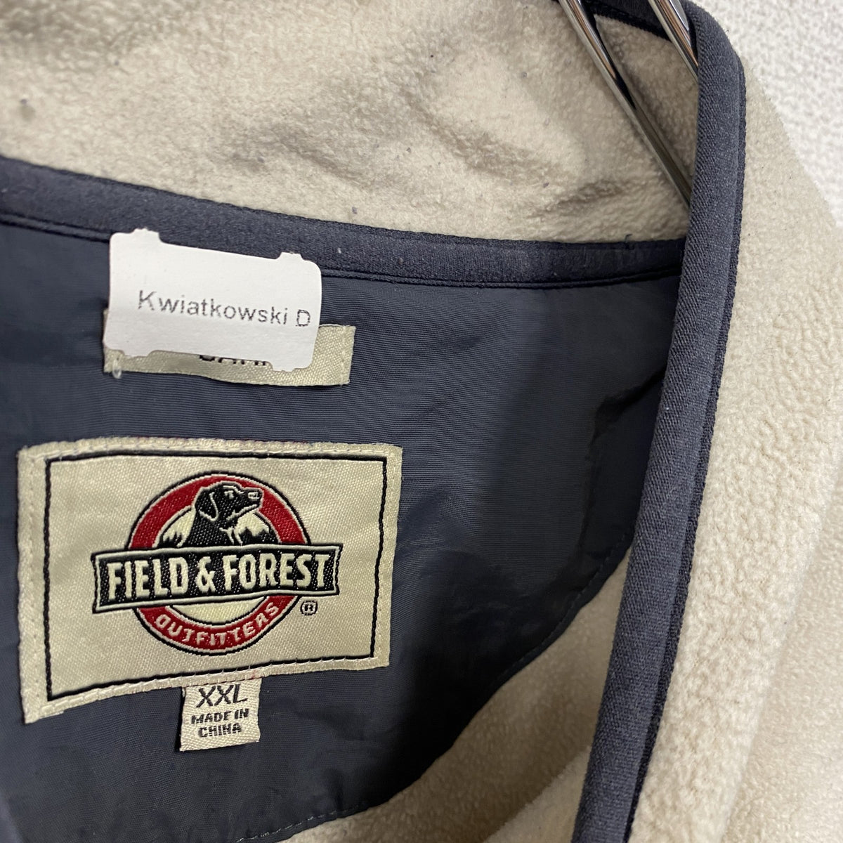 FIELD＆FOREST　ハーフボタンフリースプルオーバー　グリーン　ベージュ　XXLサイズ　古着