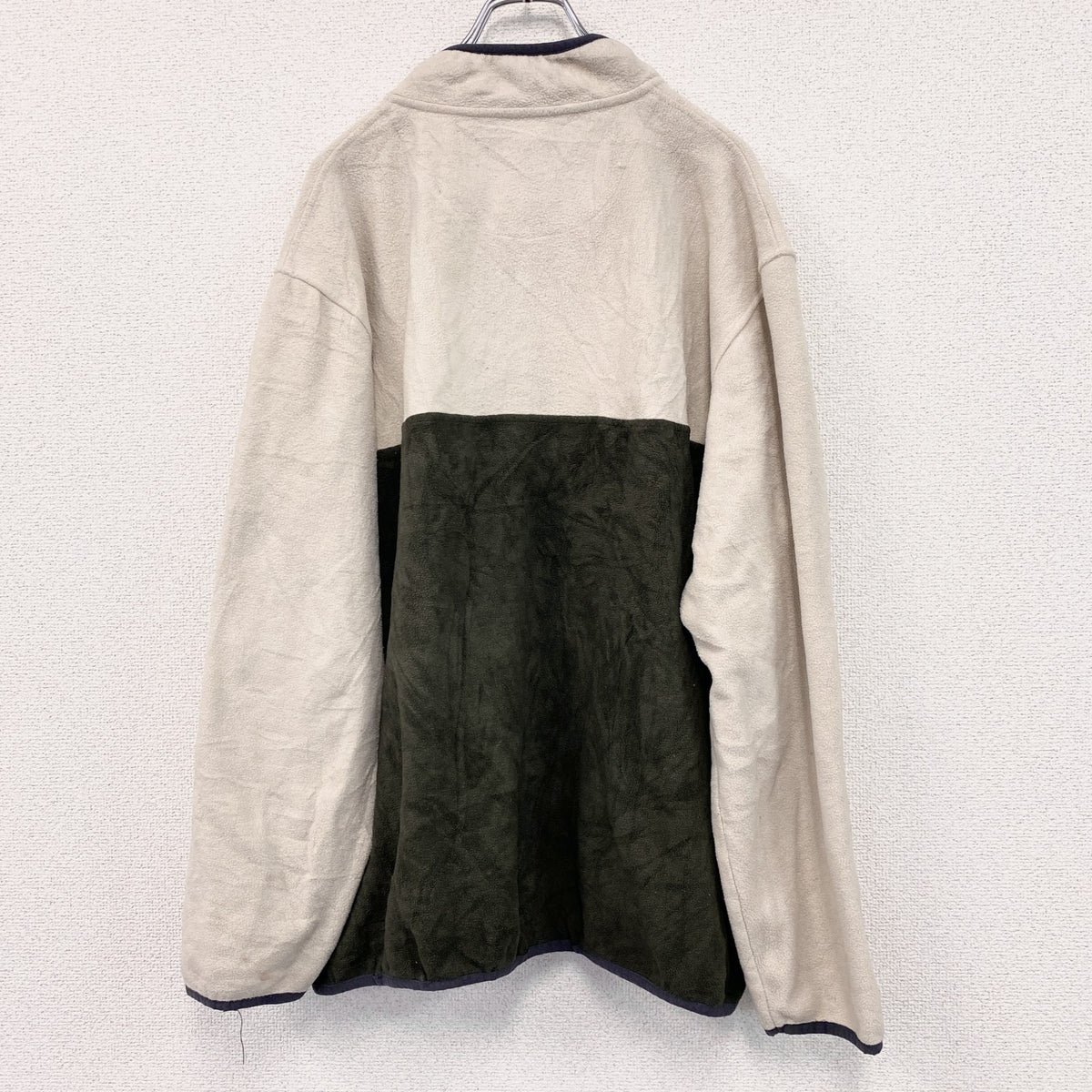 FIELD＆FOREST　ハーフボタンフリースプルオーバー　グリーン　ベージュ　XXLサイズ　古着