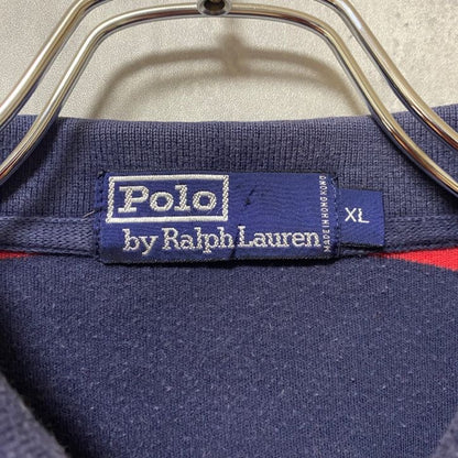 古着 used　Polo by Ralph Lauren　長袖ボーダー柄ポロシャツ　ワンポイント刺繍　ビックシルエット　XLサイズ