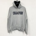 champion　チャンピオン　スウェットパーカー/フーディー　チェック柄　デカロゴ　現行　灰色　グレー　Lサイズ　古着