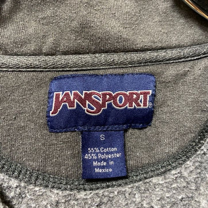 古着 used　JANSPORT　長袖ロゴプリントスウェット　ハーフジップトレーナー　メキシコ製　DUKE　ダークグレー　Sサイズ