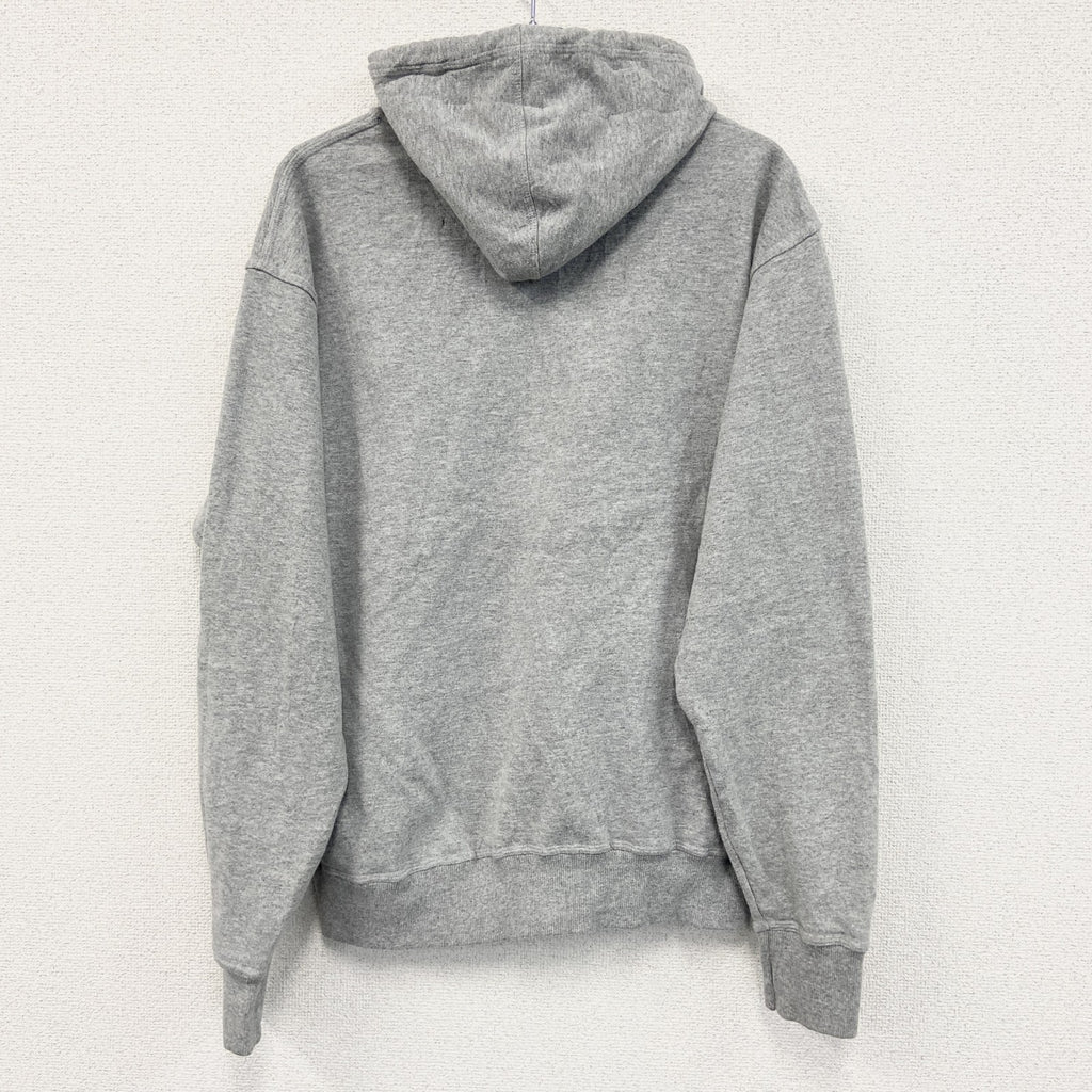 champion　チャンピオン　スウェットパーカー/フーディー　チェック柄　デカロゴ　現行　灰色　グレー　Lサイズ　古着