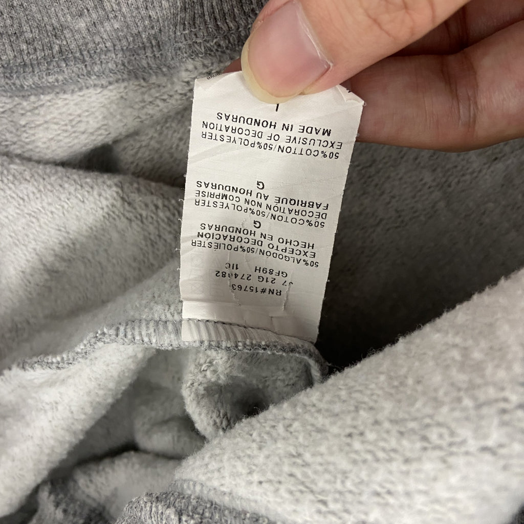 champion　チャンピオン　スウェットパーカー/フーディー　チェック柄　デカロゴ　現行　灰色　グレー　Lサイズ　古着