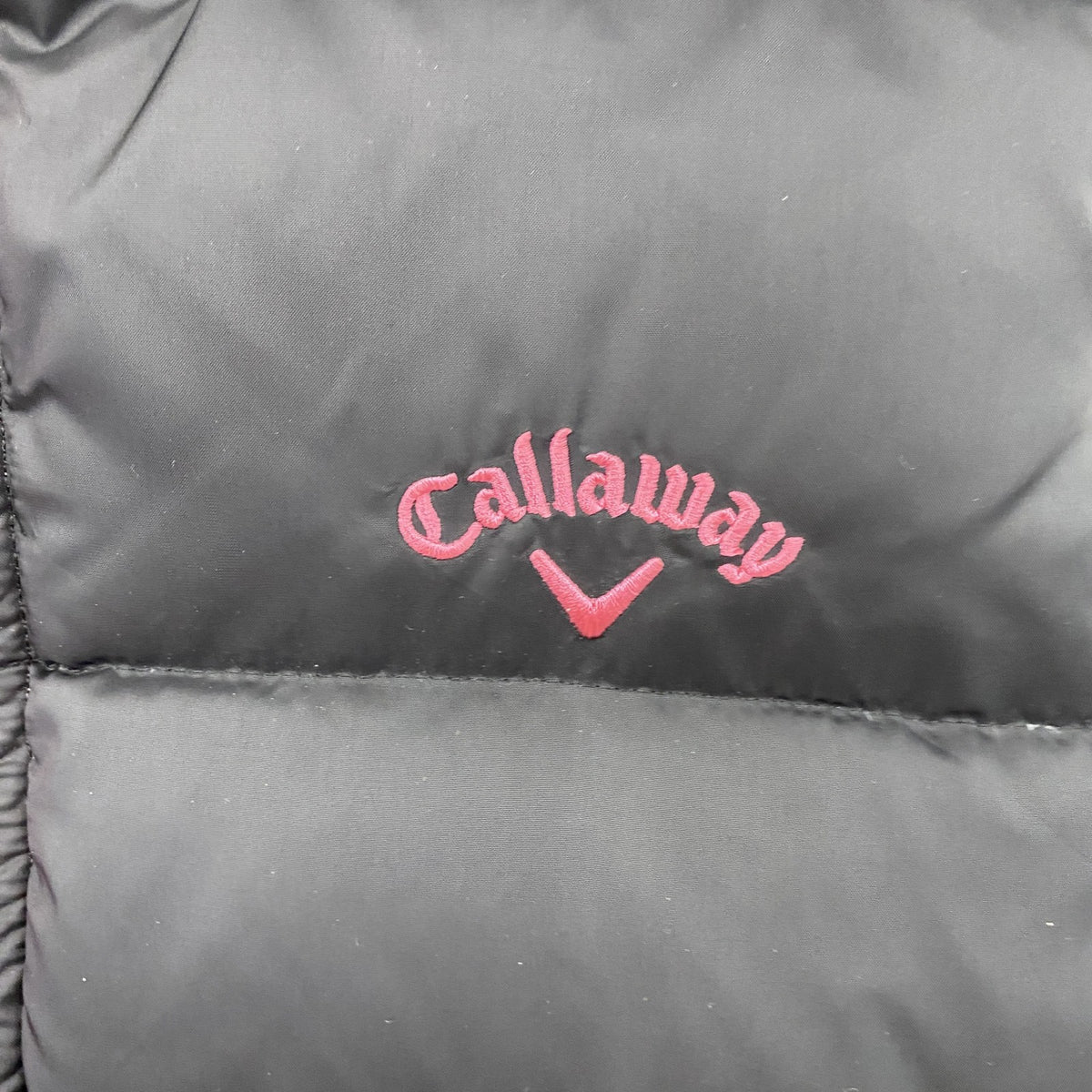callaway　キャロウェイ　ダウンベスト　ダウン90％　黒　ブラック　ピンク　バイカラー　Lサイズ ダウンアウター メンズ ポリエステル 古着