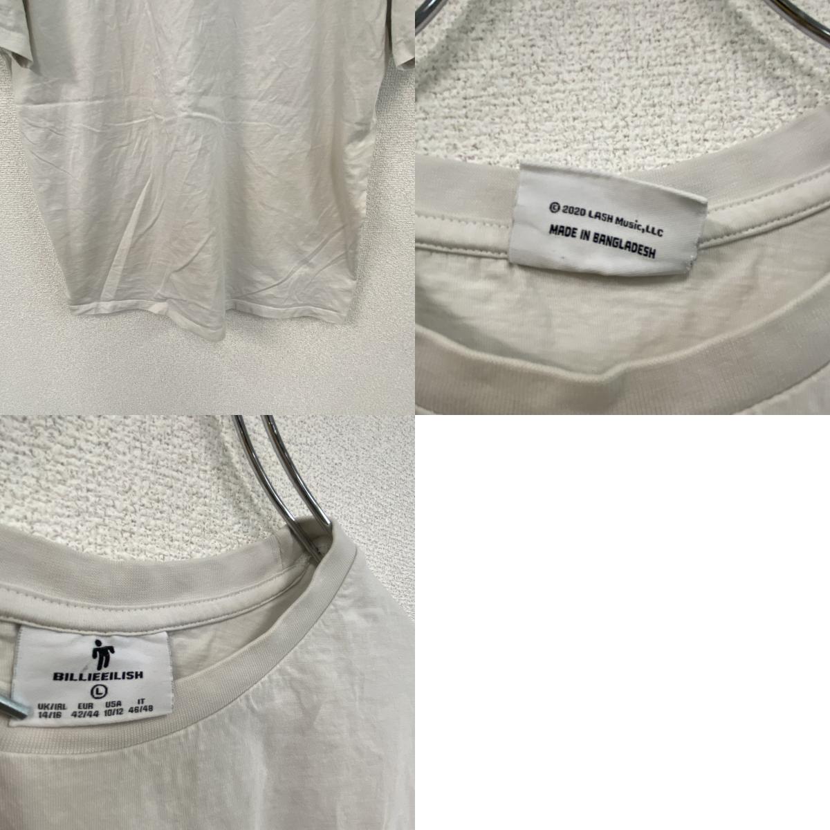 BILLIEEILISH　ビリー アイリッシュ　半袖プリントTシャツ　白　ホワイト　Lサイズ　古着