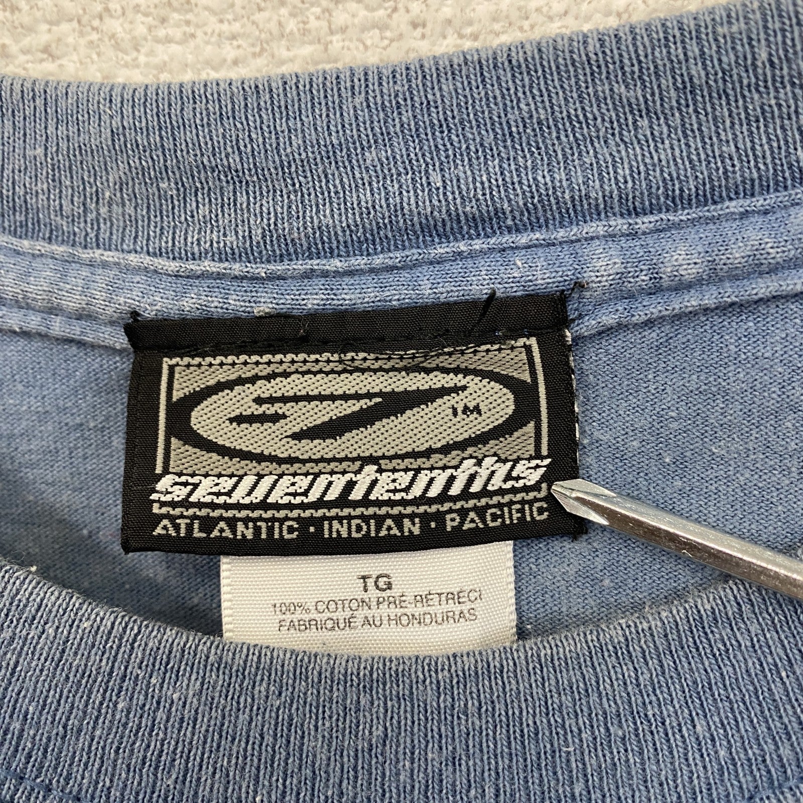 Seventenths　セブンテンス　半袖プリントTシャツ　フェード　青　ブルー　XLサイズ　古着