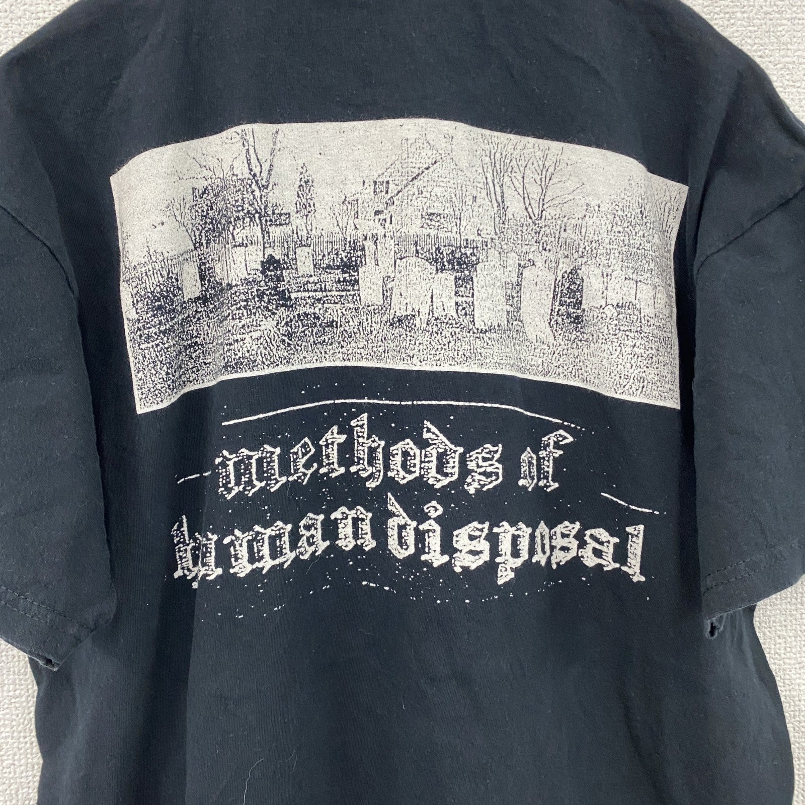 GILDAN　ギルダン　Gravesend　グレーブゼンド　半袖プリントバンドTシャツ　ブラックレター　黒　ブラック　Mサイズ カットソー メンズ コットン 古着