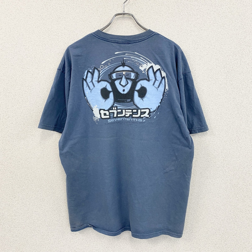 Seventenths　セブンテンス　半袖プリントTシャツ　フェード　青　ブルー　XLサイズ　古着
