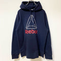 Reebok　リーボック　スウェットパーカー/フーディー　デカロゴ　紺　ネイビー　Sサイズ　古着