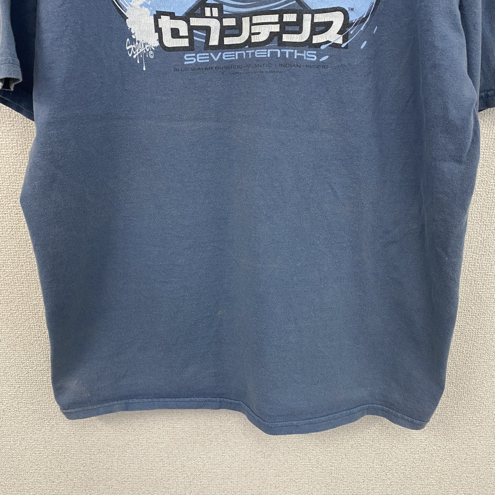Seventenths　セブンテンス　半袖プリントTシャツ　フェード　青　ブルー　XLサイズ　古着