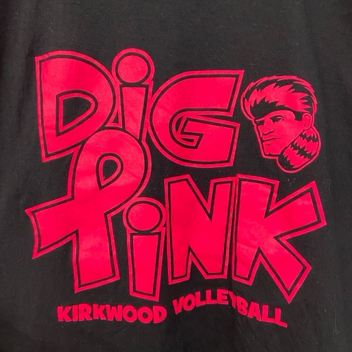 GILDAN　ギルダン　半袖ロゴプリントTシャツ　バレーボール　Dig Pink　黒　ブラック　Mサイズ　古着