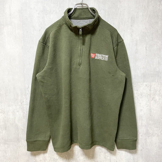 古着 used　MOUNTAIN CLUB　長袖ロゴ刺繍スウェット　トレーナー　ハーフジップ　TSCO　カーキ　秋冬服　Mサイズ