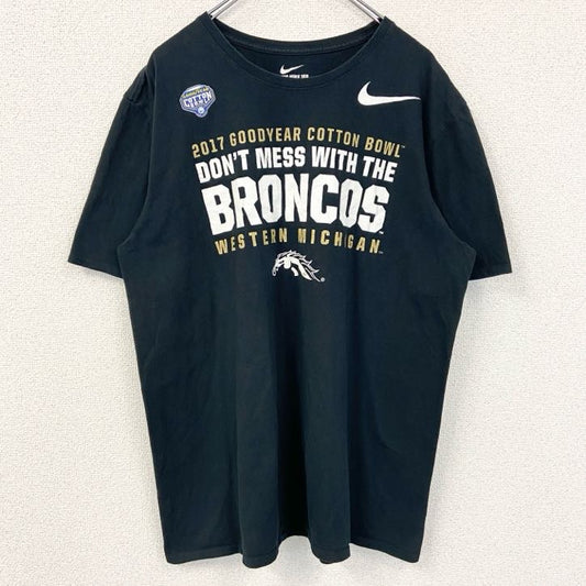 古着 used　NIKE　ナイキ　半袖カレッジプリントTシャツ　西ミシガン大学　コットンボウル　黒　ブラック　XLサイズ