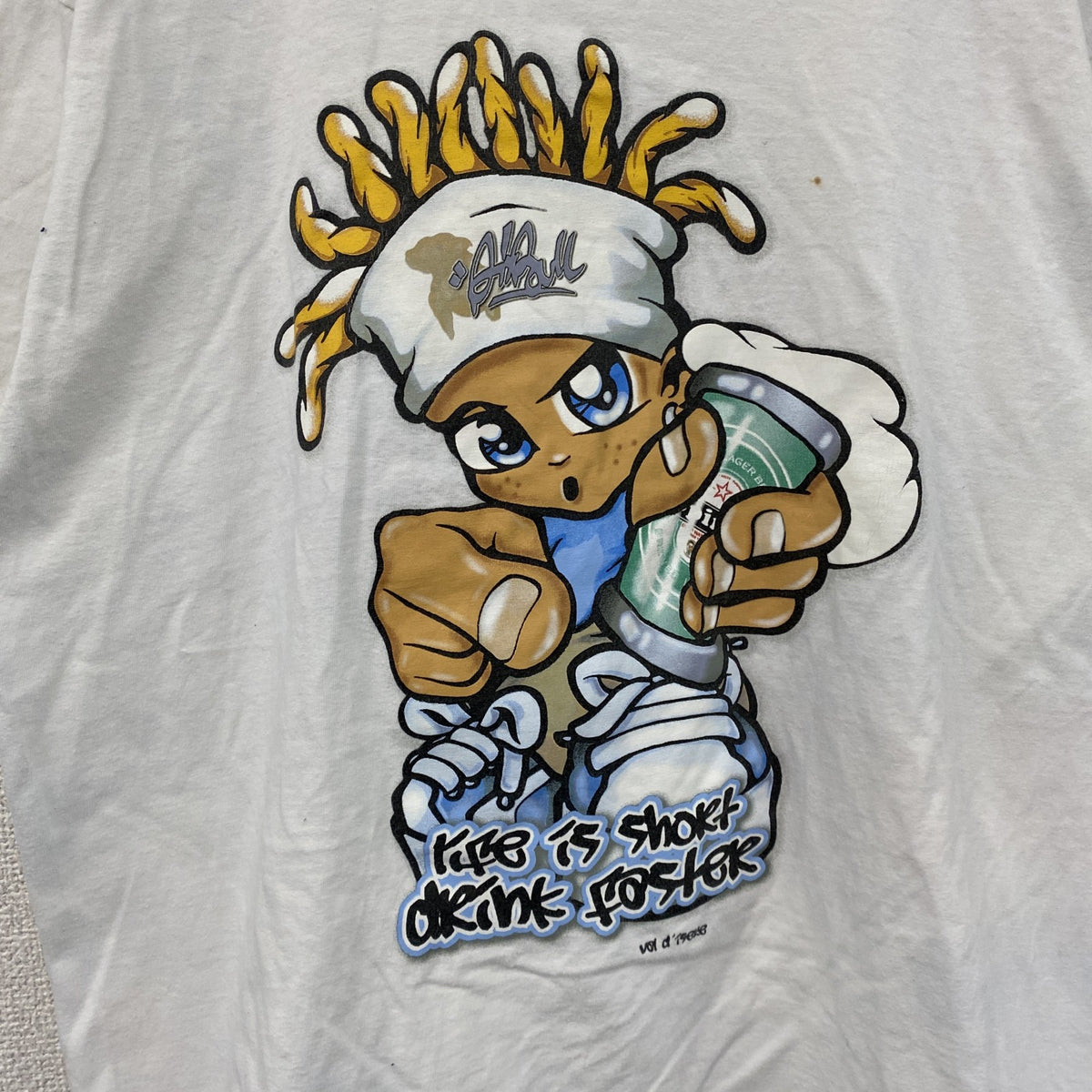 SPIRIT　半袖プリントTシャツ　BBOY　HIPHOP　ヒップホップ　白　ホワイト　Lサイズ　古着
