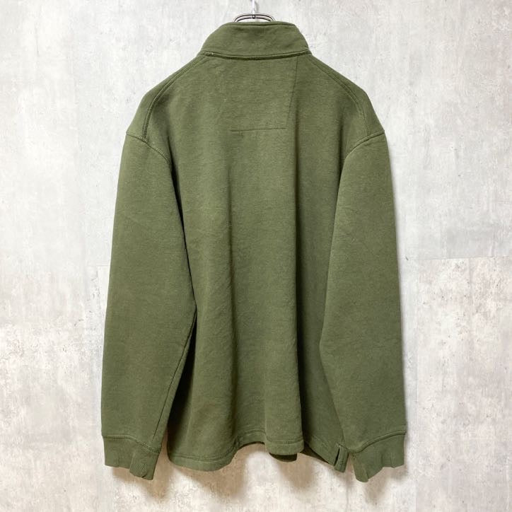 古着 used　MOUNTAIN CLUB　長袖ロゴ刺繍スウェット　トレーナー　ハーフジップ　TSCO　カーキ　秋冬服　Mサイズ