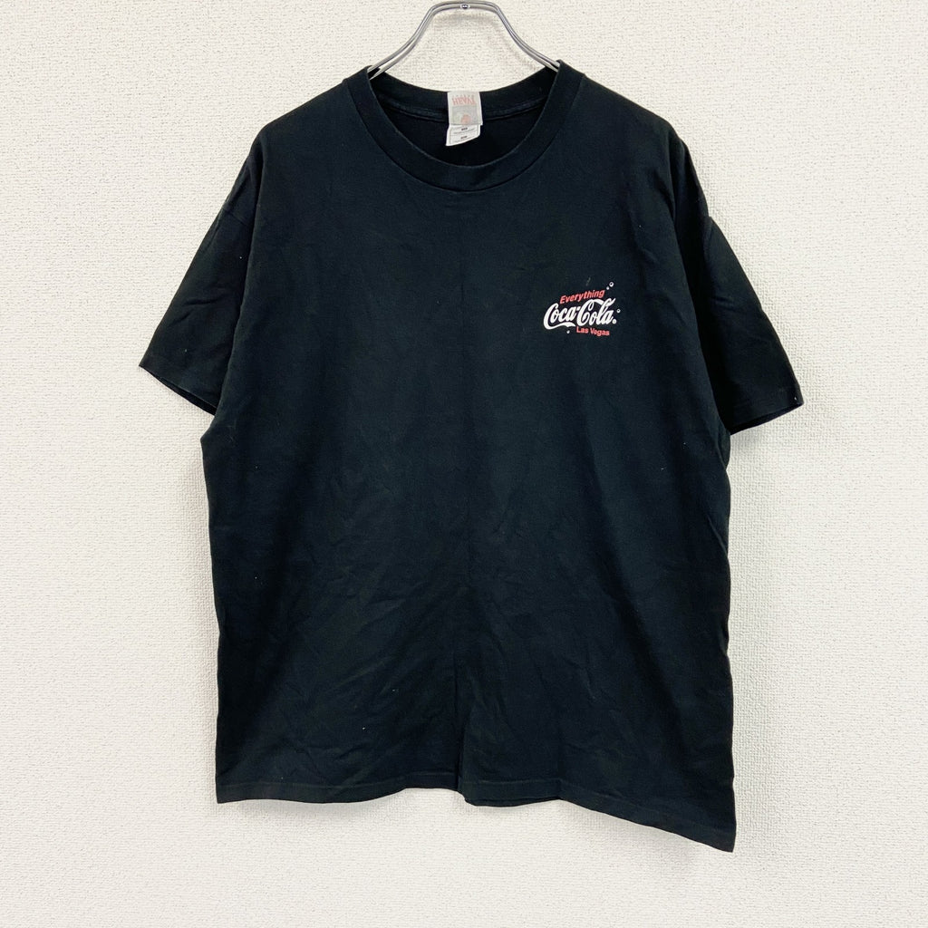 FRUIT OF THE LOOM　半袖企業プリントＴシャツ　コカ・コーラ　黒　ブラック　XLサイズ Tシャツ カットソー メンズ 古着
