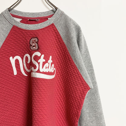 古着 used　NC STATE UNIVERSITY　長袖カレッジスウェット　トレーナー　刺繍　キルティング　レトロ　秋冬服