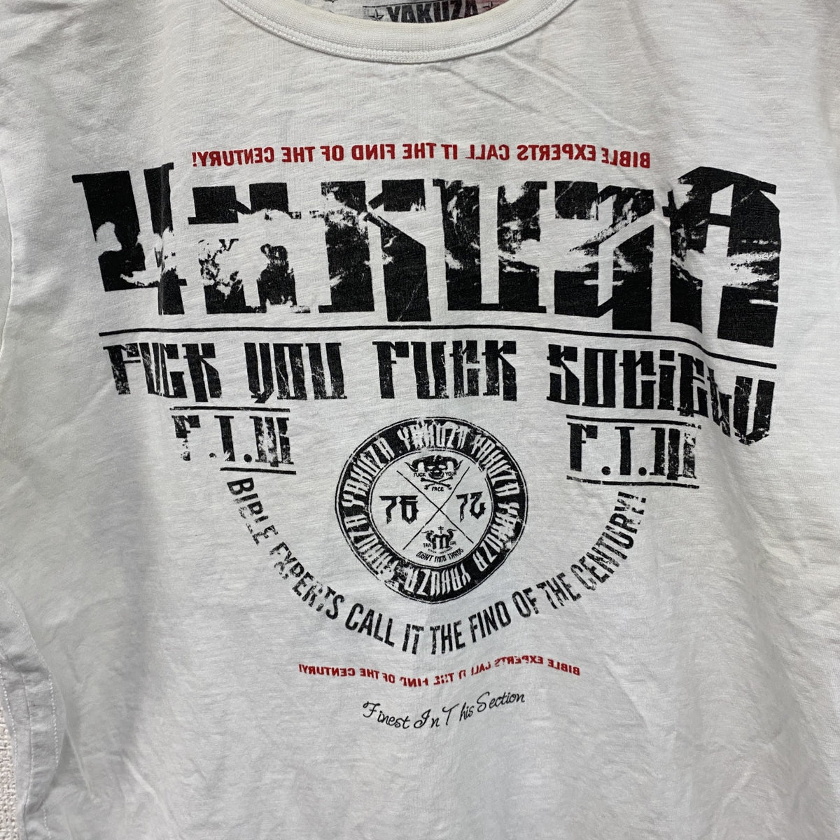 YAKUZA　半袖プリントTシャツ　白　ホワイト　Lサイズ　古着