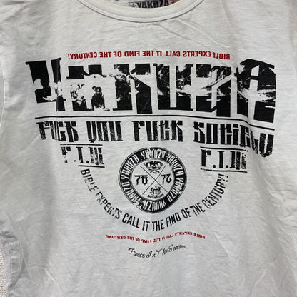 YAKUZA　半袖プリントTシャツ　白　ホワイト　Lサイズ