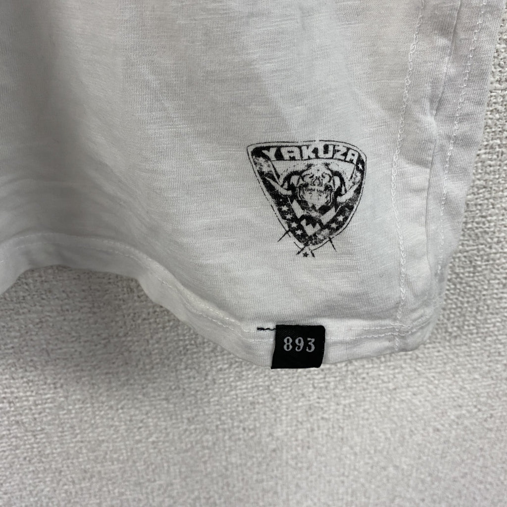 YAKUZA　半袖プリントTシャツ　白　ホワイト　Lサイズ　古着