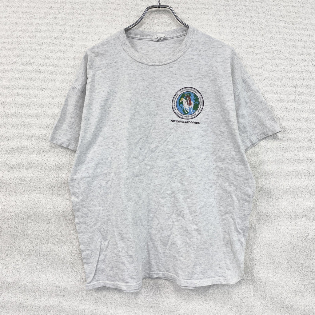 ～00s　anvil　アンヴィル　半袖プリントTシャツ　デカロゴ　ヴィンテージ　霜降りグレー　XLサイズ カットソー メンズ コットン 古着