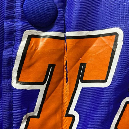 古着 used　長袖ロゴプリントスタジャン　MLB　METS　ニューヨークメッツ　野球　青　ブルー　ヴィンテージ　Lサイズ