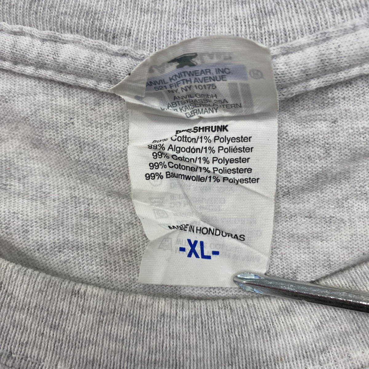 ～00s　anvil　アンヴィル　半袖プリントTシャツ　デカロゴ　ヴィンテージ　霜降りグレー　XLサイズ カットソー メンズ コットン 古着