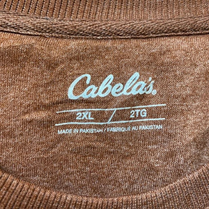 古着 used　Cabela's　カベラス　長袖プリントスウェット　トレーナー　茶色　ブラウン　ビッグシルエット　XXLサイズ