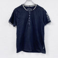FORTITUDE　半袖リメイクTシャツ　ヘンリーネック　編み込み加工　黒　ブラック　Lサイズ　古着