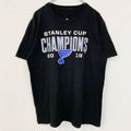NHL　半袖クルーネックTシャツ　バックプリント　スタンレーカップ　ホッケー　黒　ブラック　春夏服　Lサイズ　古着