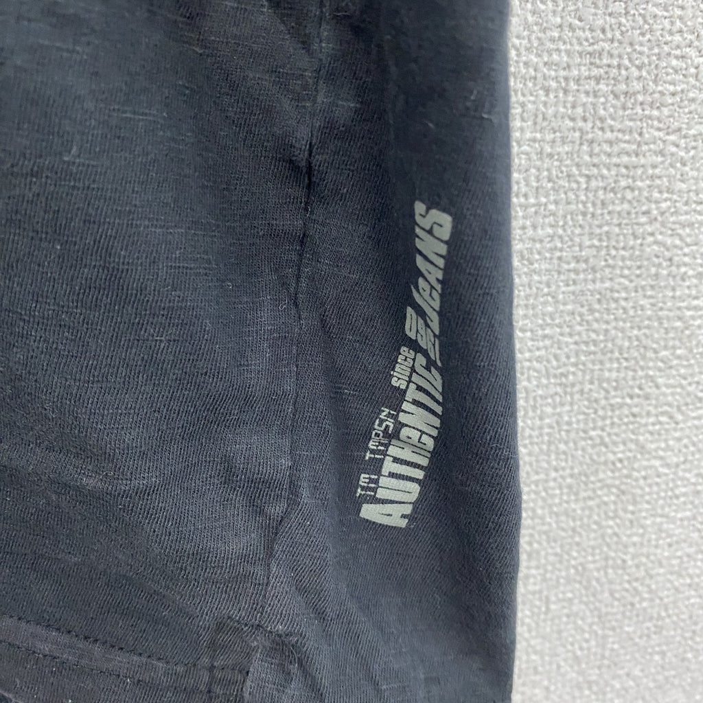 FORTITUDE　半袖リメイクTシャツ　ヘンリーネック　編み込み加工　黒　ブラック　Lサイズ　古着