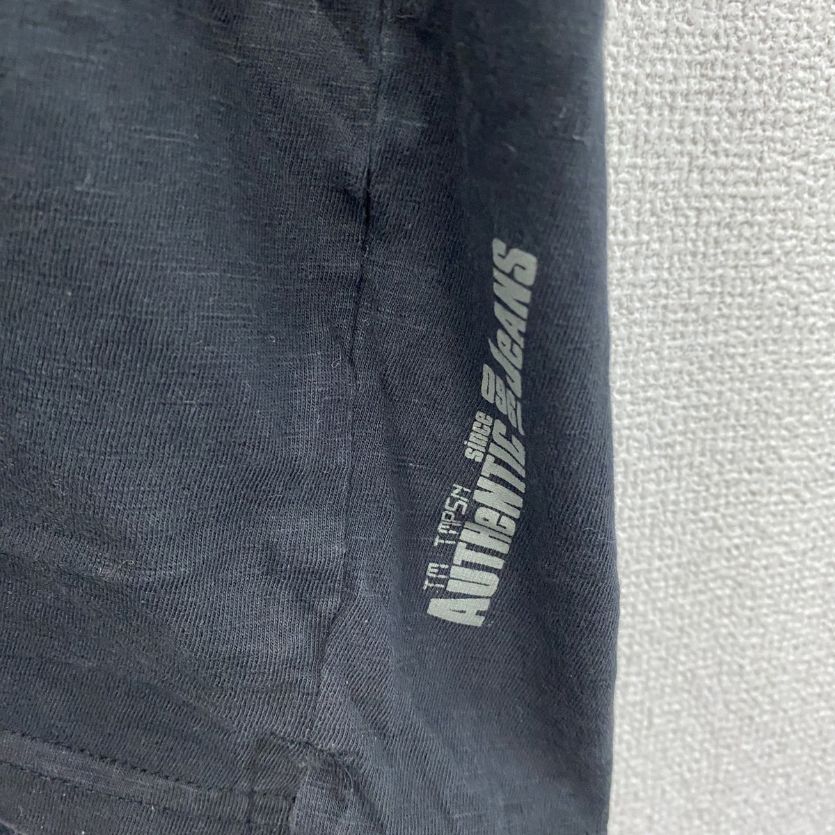 FORTITUDE　半袖リメイクTシャツ　ヘンリーネック　編み込み加工　黒　ブラック　Lサイズ　古着