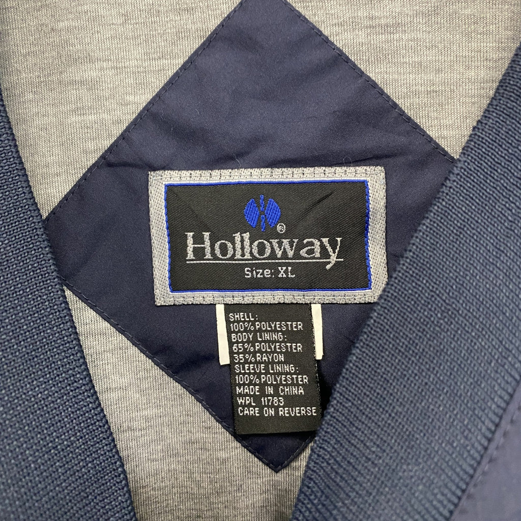90s　Holloway　ホロウェイ　プルオーバージャケット　Vネック　英字プリント　ヴィンテージ　紺　ネイビー　XLサイズ ウインドブレーカー ナイロンアウター メンズ 古着