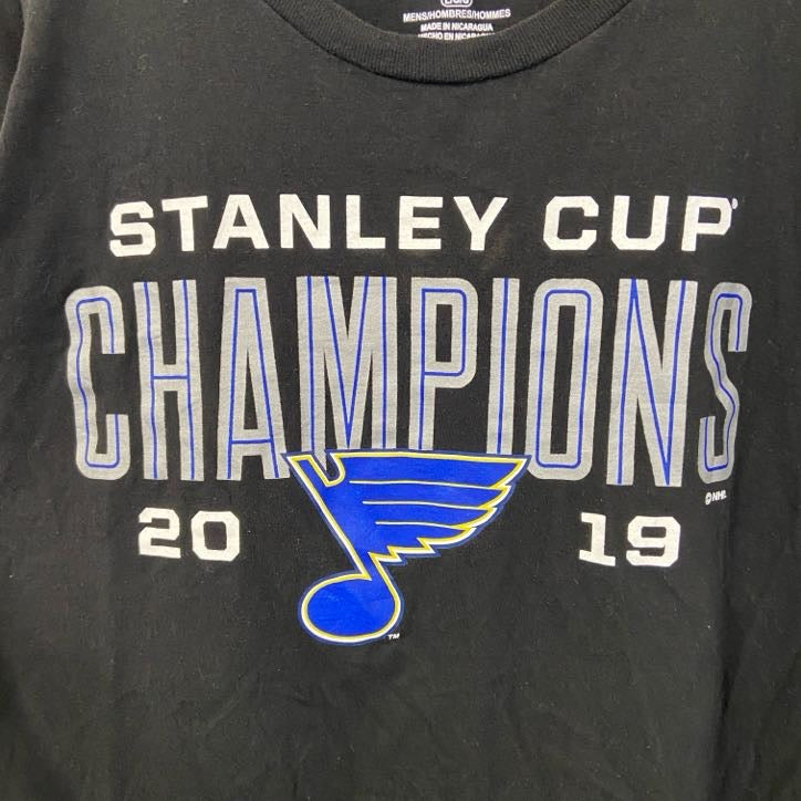 NHL　半袖クルーネックTシャツ　バックプリント　スタンレーカップ　ホッケー　黒　ブラック　春夏服　Lサイズ　古着