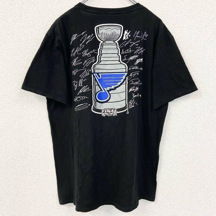 NHL　半袖クルーネックTシャツ　バックプリント　スタンレーカップ　ホッケー　黒　ブラック　春夏服　Lサイズ　古着