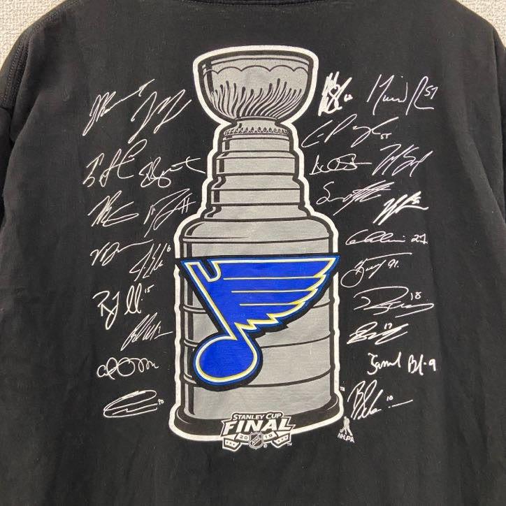 NHL　半袖クルーネックTシャツ　バックプリント　スタンレーカップ　ホッケー　黒　ブラック　春夏服　Lサイズ　古着