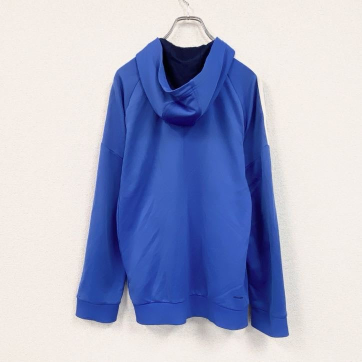 adidas　アディダス　トラックジャケット/ジャージ　フーディ　バイカラー　青　ブルー　XLサイズ　古着