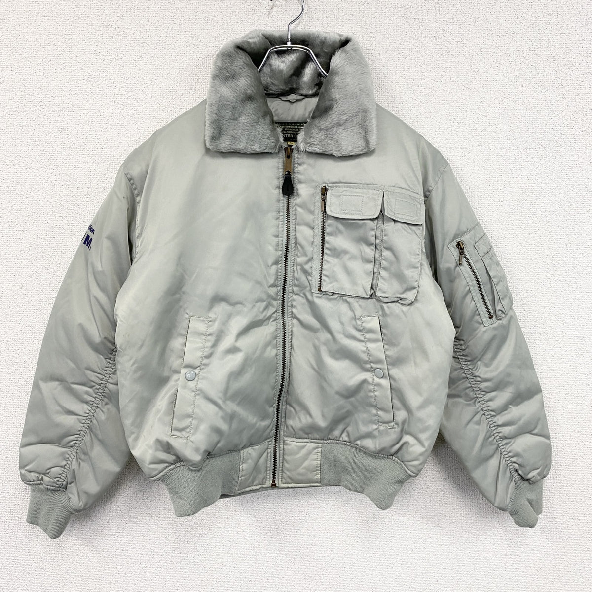 WINTER GEAR　フライトジャケット/MA-1　グレー　Lサイズ ブルゾン メンズ 古着
