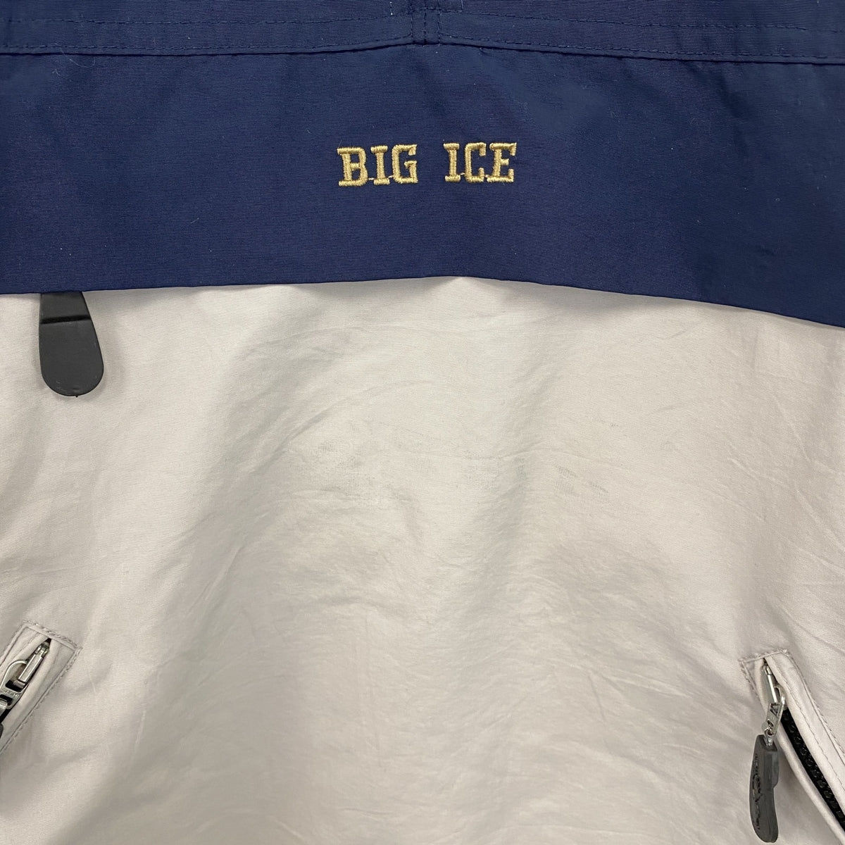 BIG ICE　アノラックパーカー　刺繍ロゴ　紺　ネイビー　白　ホワイト　XLサイズ　古着