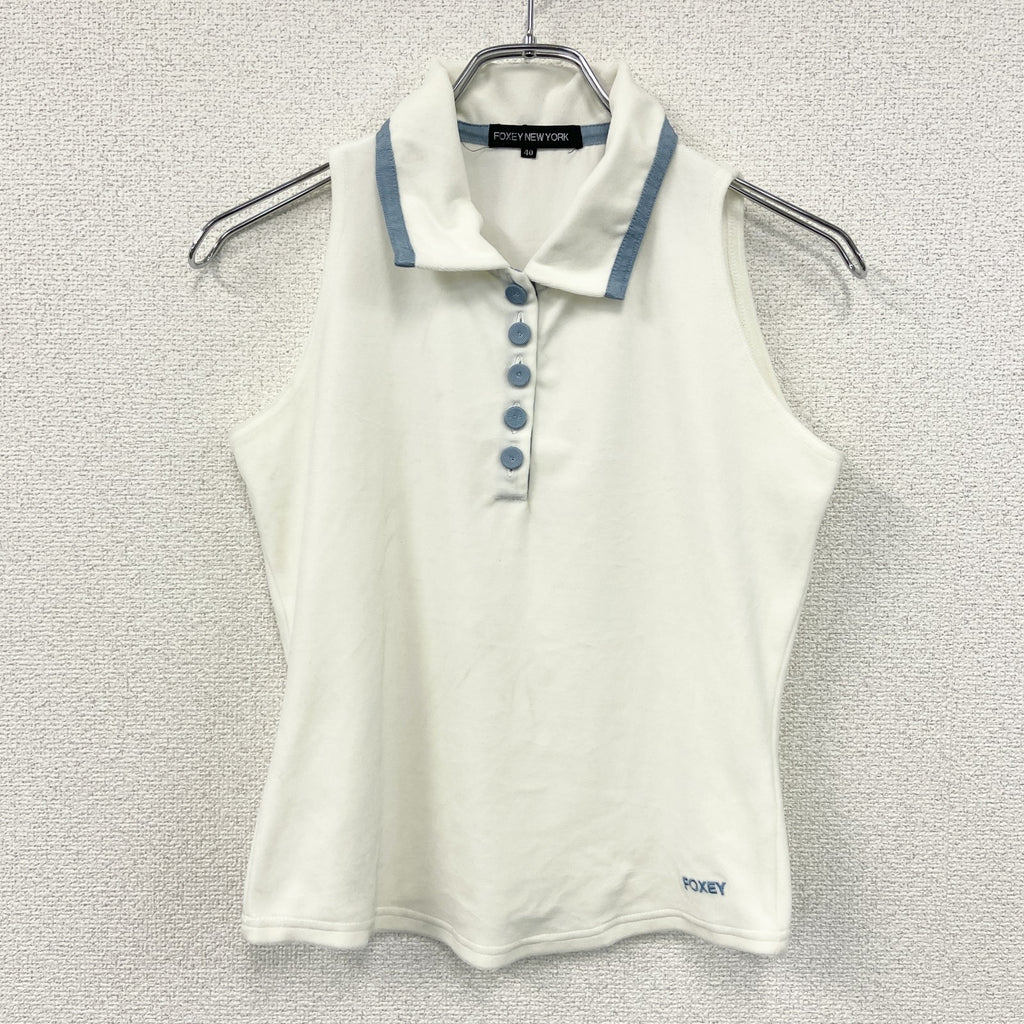 FOXEY NEW YORK　フォクシーニューヨーク　タンクトップ/ノースリーブ　白　ホワイト　40サイズ レディース ポリエステル ポリウレタン 古着