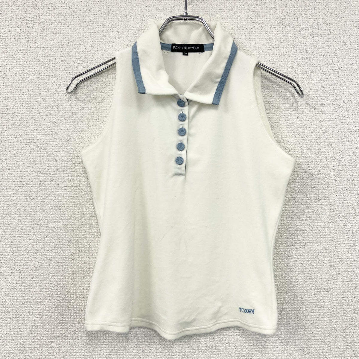 FOXEY NEW YORK　フォクシーニューヨーク　タンクトップ/ノースリーブ　白　ホワイト　40サイズ レディース ポリエステル ポリウレタン 古着