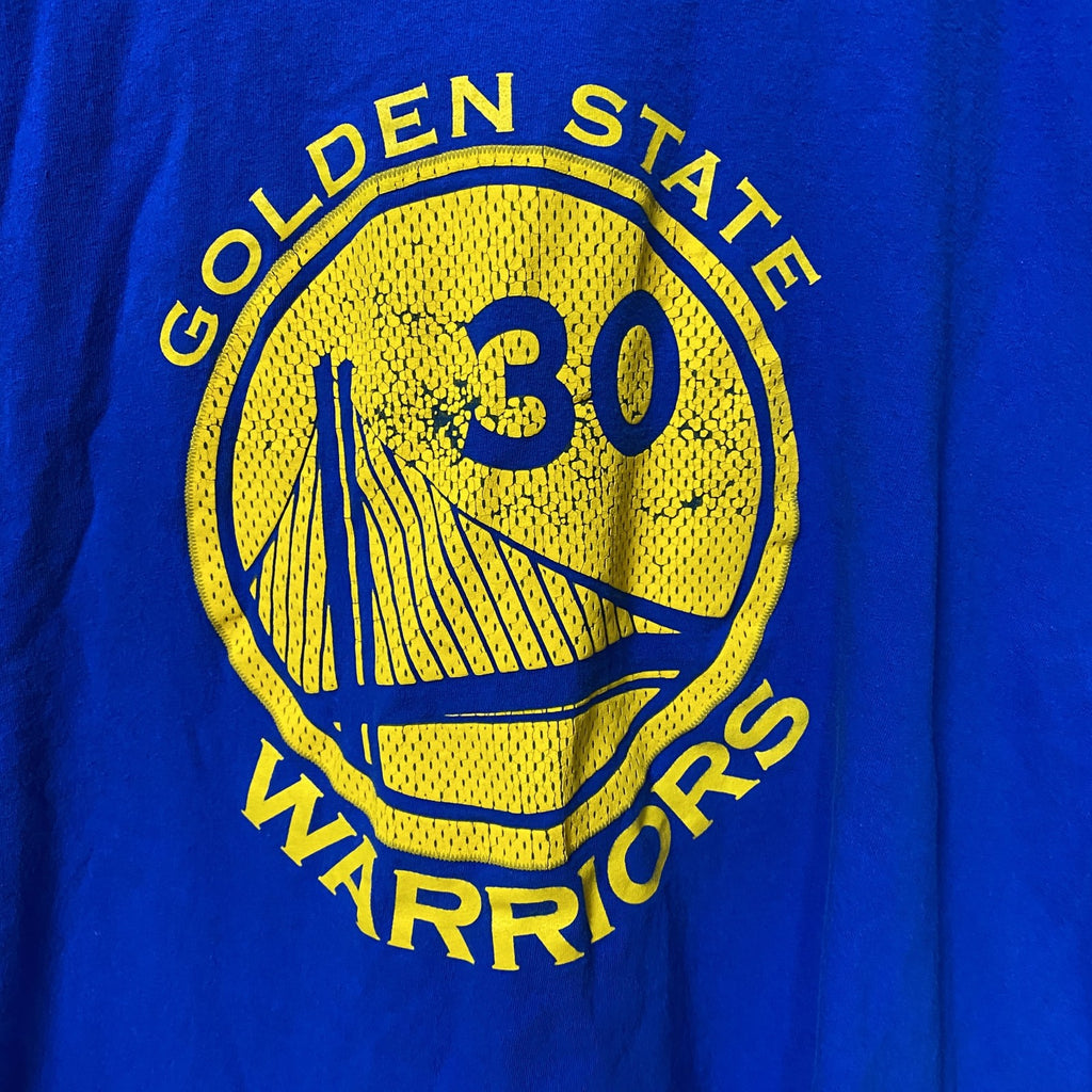Adidas　アディダス　半袖クルーネックデザインプリントTシャツ　青　ブルー　GOLDEN WARRIORS　Mサイズ　古着