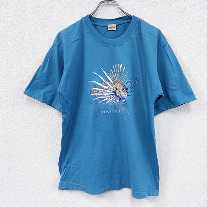 ～00s　WAIKIKI　半袖プリントTシャツ　ヴィンテージ　スーベニア　魚　青　ブルー　2XLサイズ