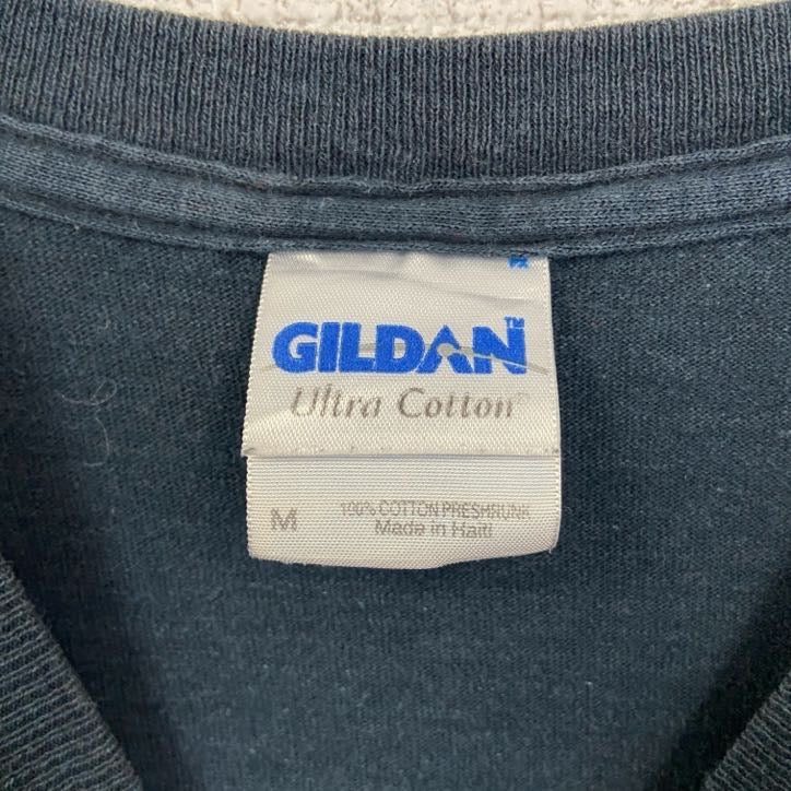 GILDAN　ギルダン　半袖クルーネックTシャツ　バックプリント　フットボール　黒　ブラック　Mサイズ　古着