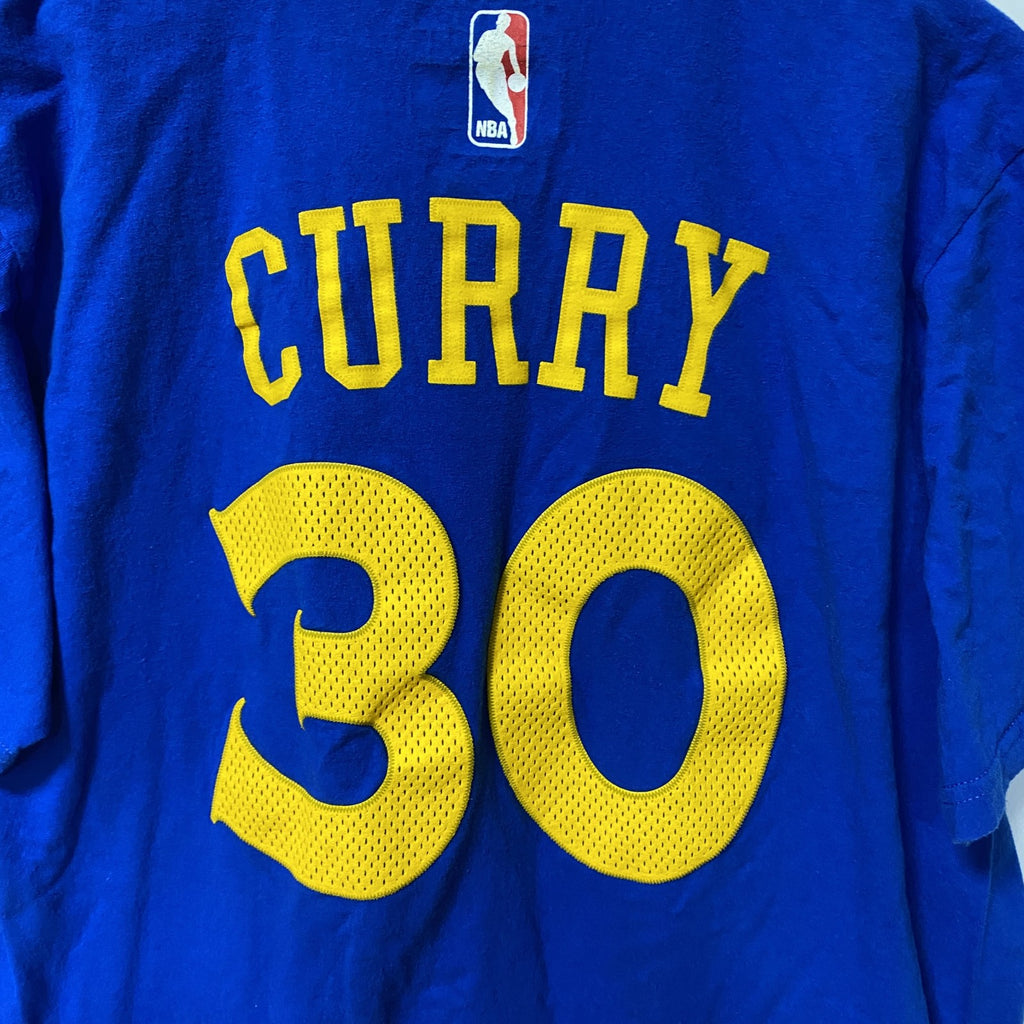 Adidas　アディダス　半袖クルーネックデザインプリントTシャツ　青　ブルー　GOLDEN WARRIORS　Mサイズ　古着