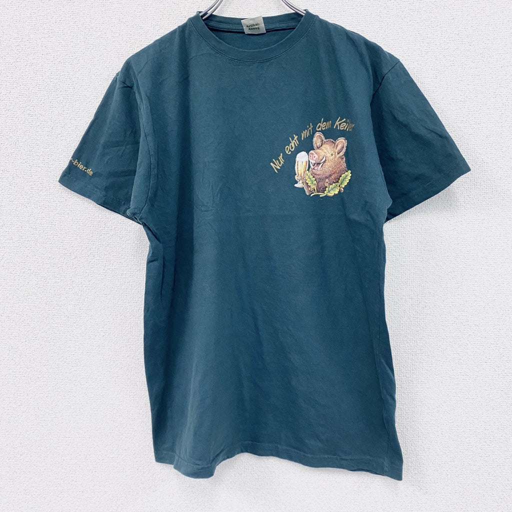 Lohrer Bier　半袖プリントTシャツ　ワンポイント　緑　グリーン　L/XLサイズ　古着