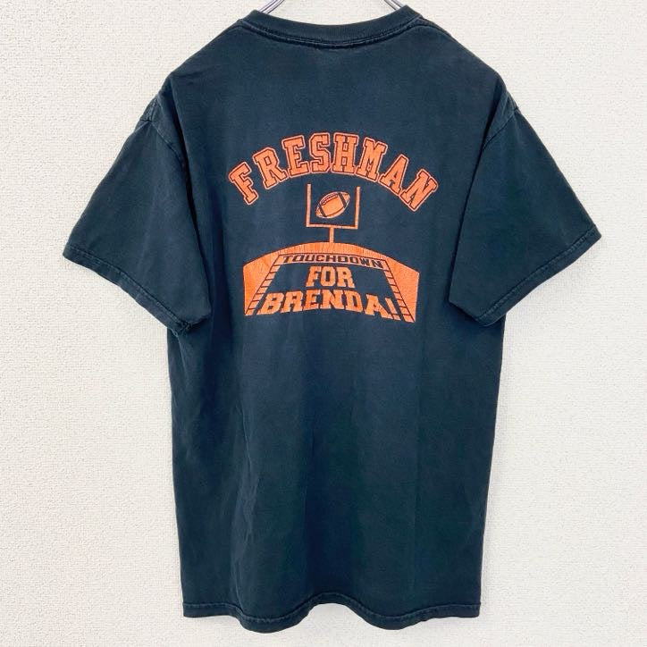 GILDAN　ギルダン　半袖クルーネックTシャツ　バックプリント　フットボール　黒　ブラック　Mサイズ　古着